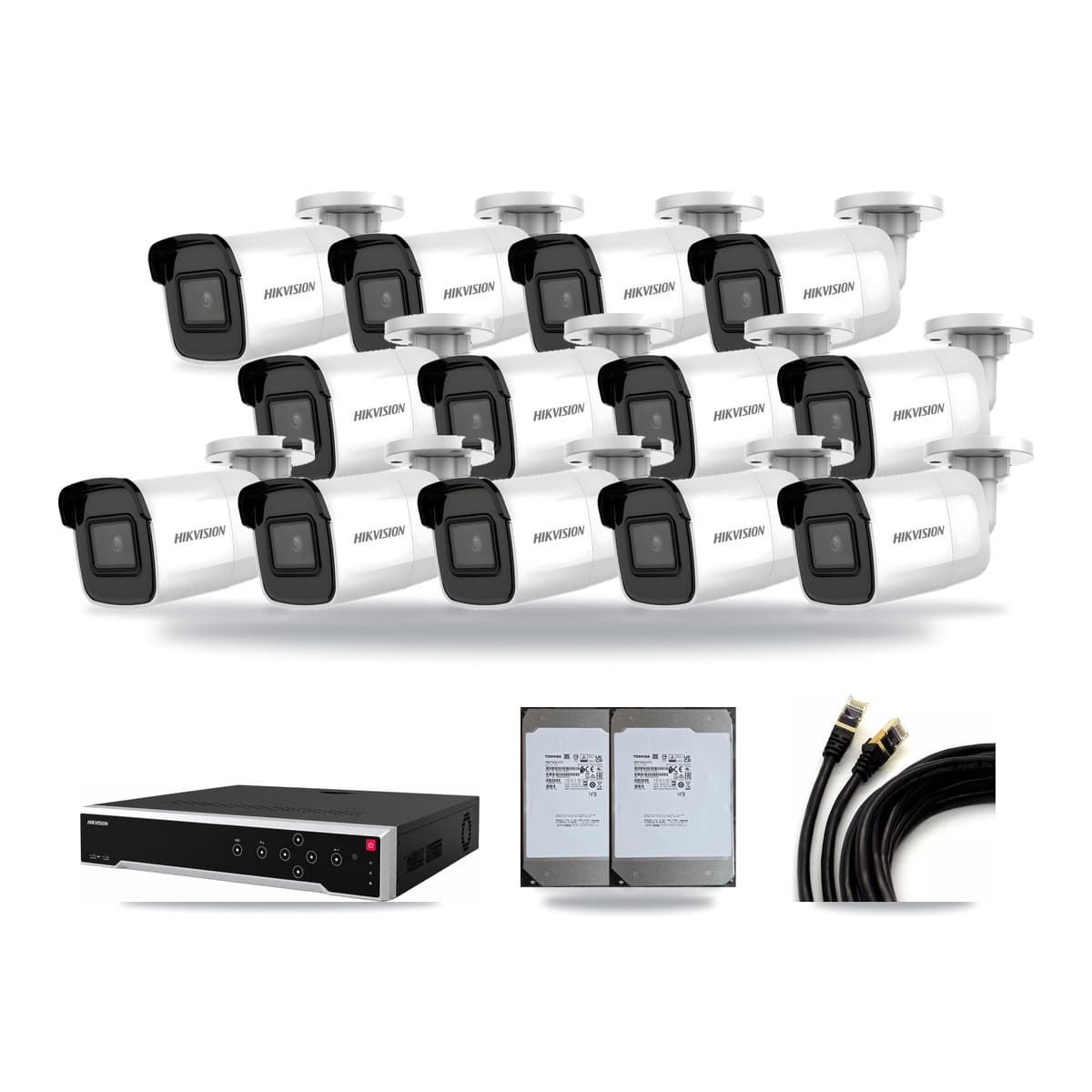 Hikvision 32-Channel 4K CCTV Kit — 13 Bullet Cameras + 2× 14TB Recording - Image 1