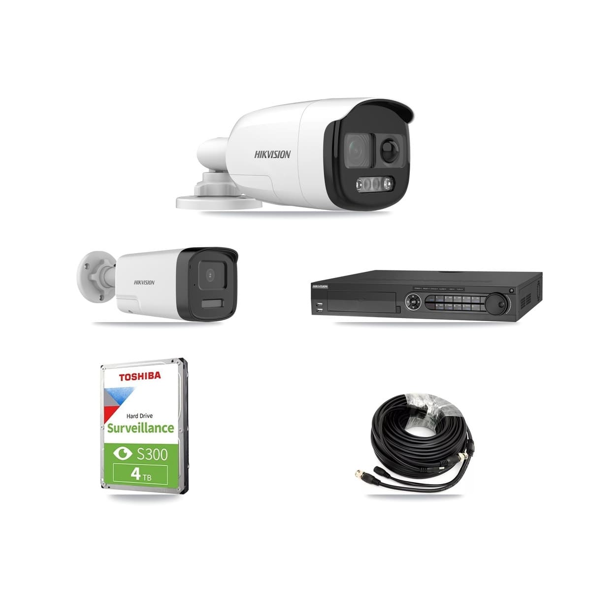 Hikvision 32-Channel 5MP CCTV Kit — 2 DS-2CE12KF3T + 1 DS-2CE17K0T Bullet Cameras + 4TB Recording (DS-7332HQHI Recorder)