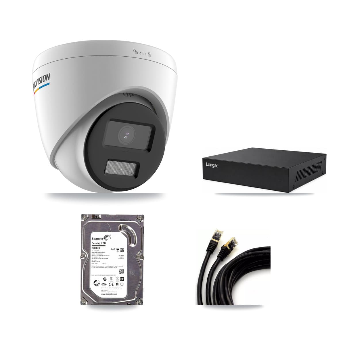 Hikvision & Longse 8-Channel 2MP – 5MP CCTV Kit — 1 2MP Turret + 1 5MP Dome Cameras + 2TB Recording - Image 1