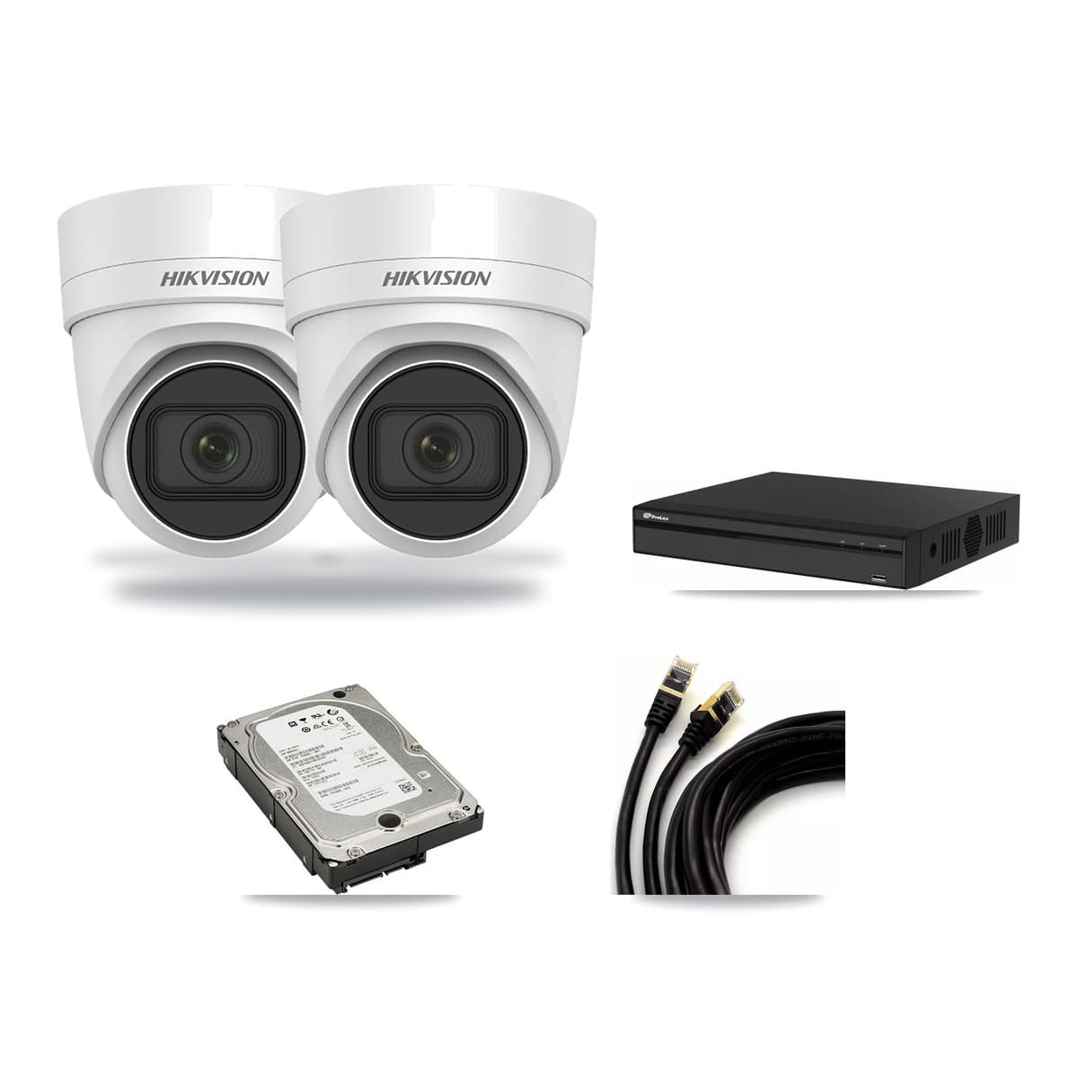 Hikvision & Prolux 4-Channel 4K CCTV Kit — 2 DS-2CD2H83G0 Turret Cameras + 5TB Recording - Image 1