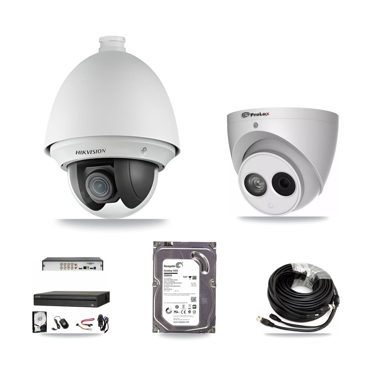 8-Channel 2MP – 4MP CCTV Kit — 1 DS-2AE4225T 2MP PTZ + 1 PXC-612C4W-A 4MP Turret Cameras + 2TB Recording (XVR-3108AD Recorder) - Image 1