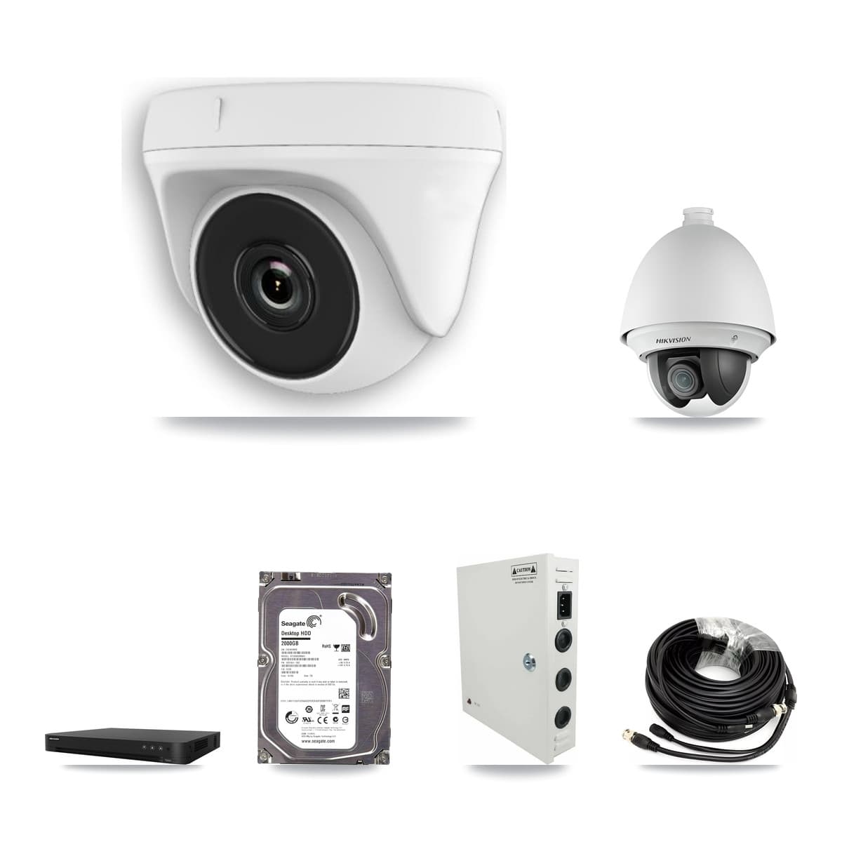 Hikvision 16-Channel 2MP CCTV Kit — 1 PTZ + 2 White Dome Cameras + 2TB Recording (DS-7216HGHI Recorder) - Image 1