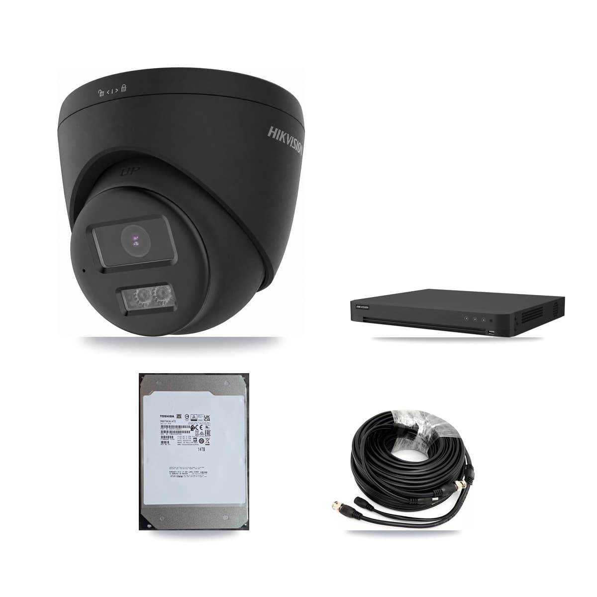 Hikvision 16-Channel 4K CCTV Kit — 6 Black Turret Cameras + 14TB Recording