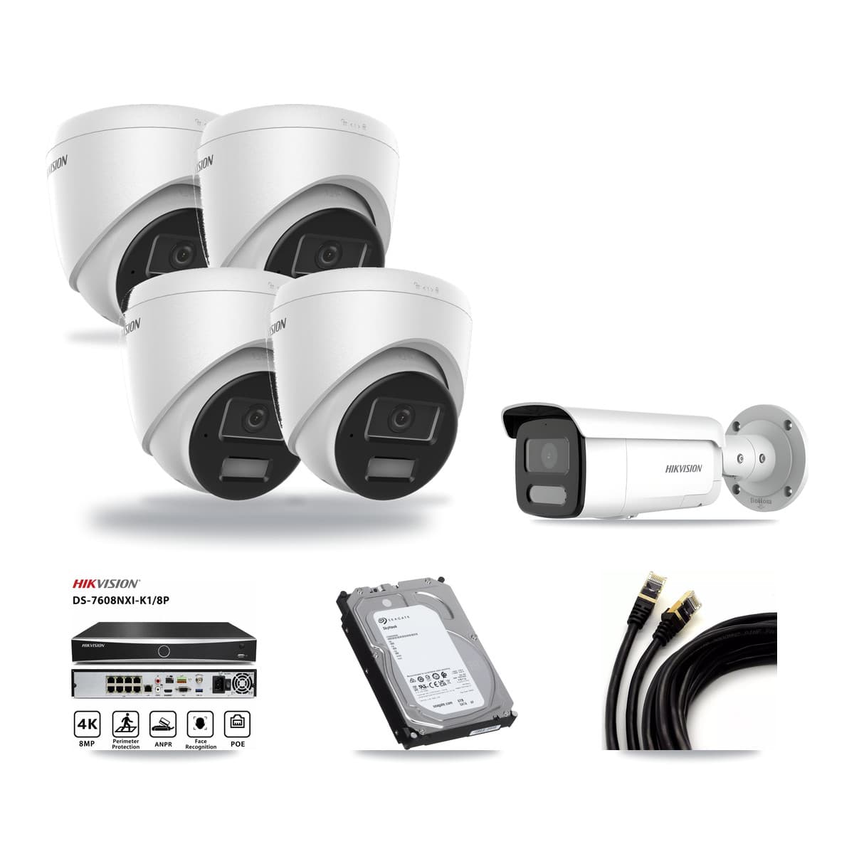 Hikvision 8-Channel 4MP CCTV Kit — 4 Turret + 1 Bullet Cameras + 6TB Recording - Image 1