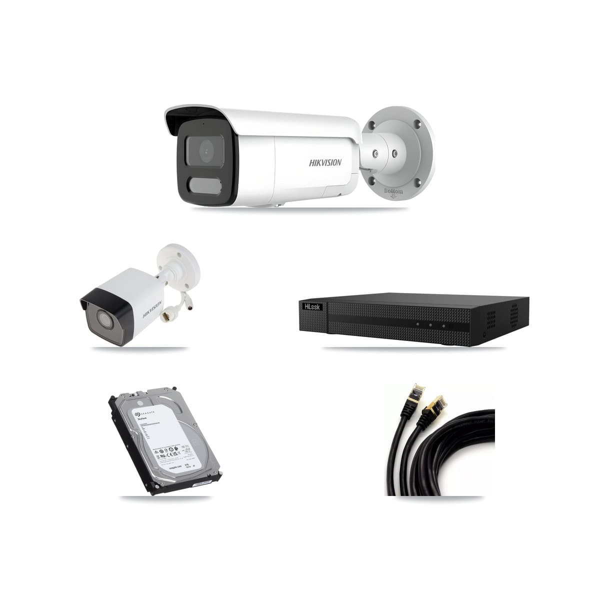 Hikvision & HiLook 8-Channel 4MP – 5MP CCTV Kit — 1 5MP + 3 4MP Bullet Cameras + 6TB Recording (NVR-108MH-D Recorder)