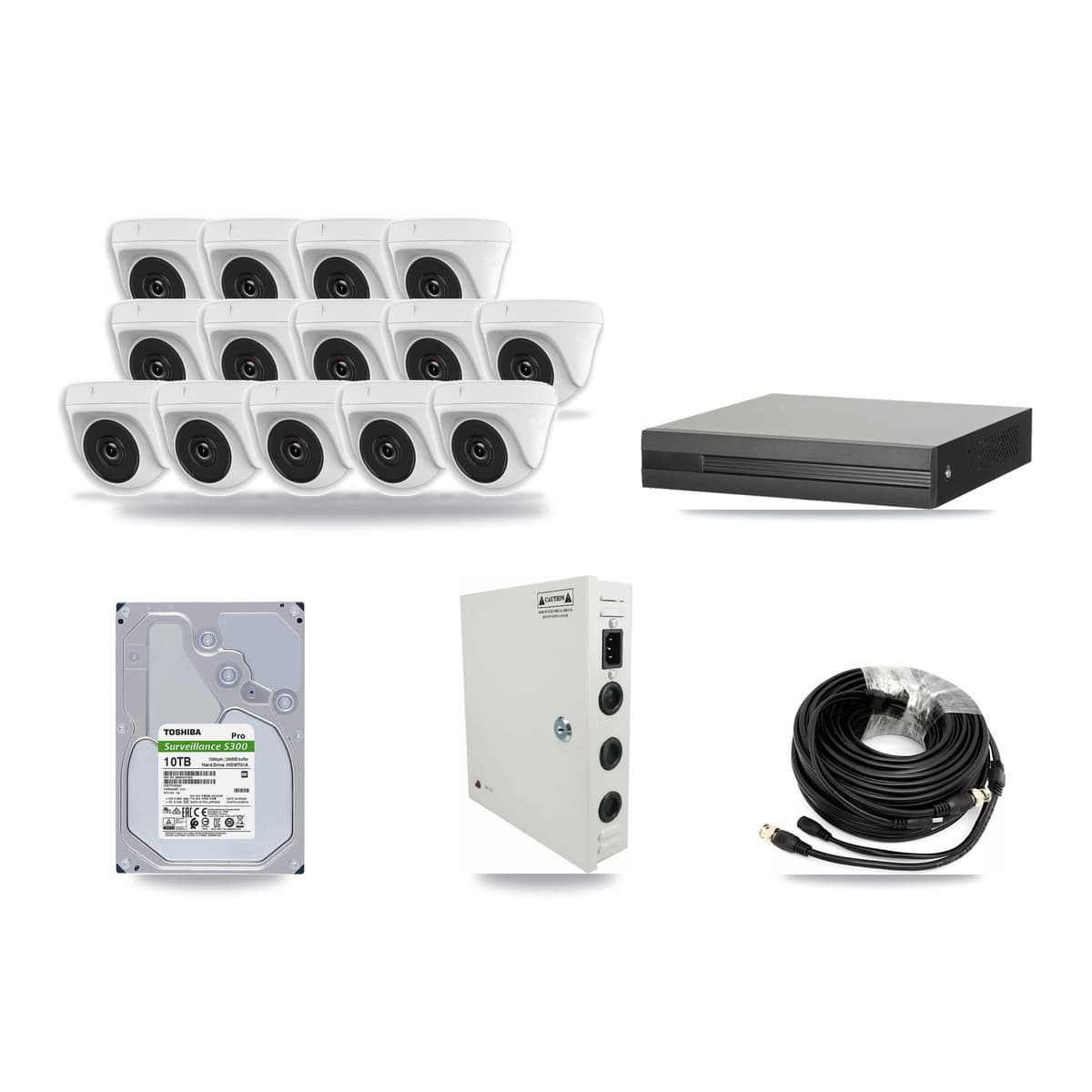 16-Channel 2MP CCTV Kit — 14 Dome Cameras + 10TB Recording - Image 1