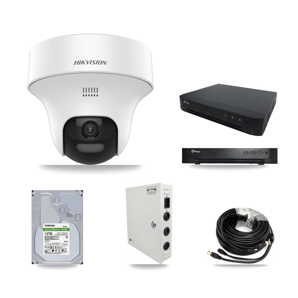 Hikvision & Prolux 16-Channel 5MP CCTV Kit — 12 DS-2CE70K0T Turret Cameras + 10TB Recording