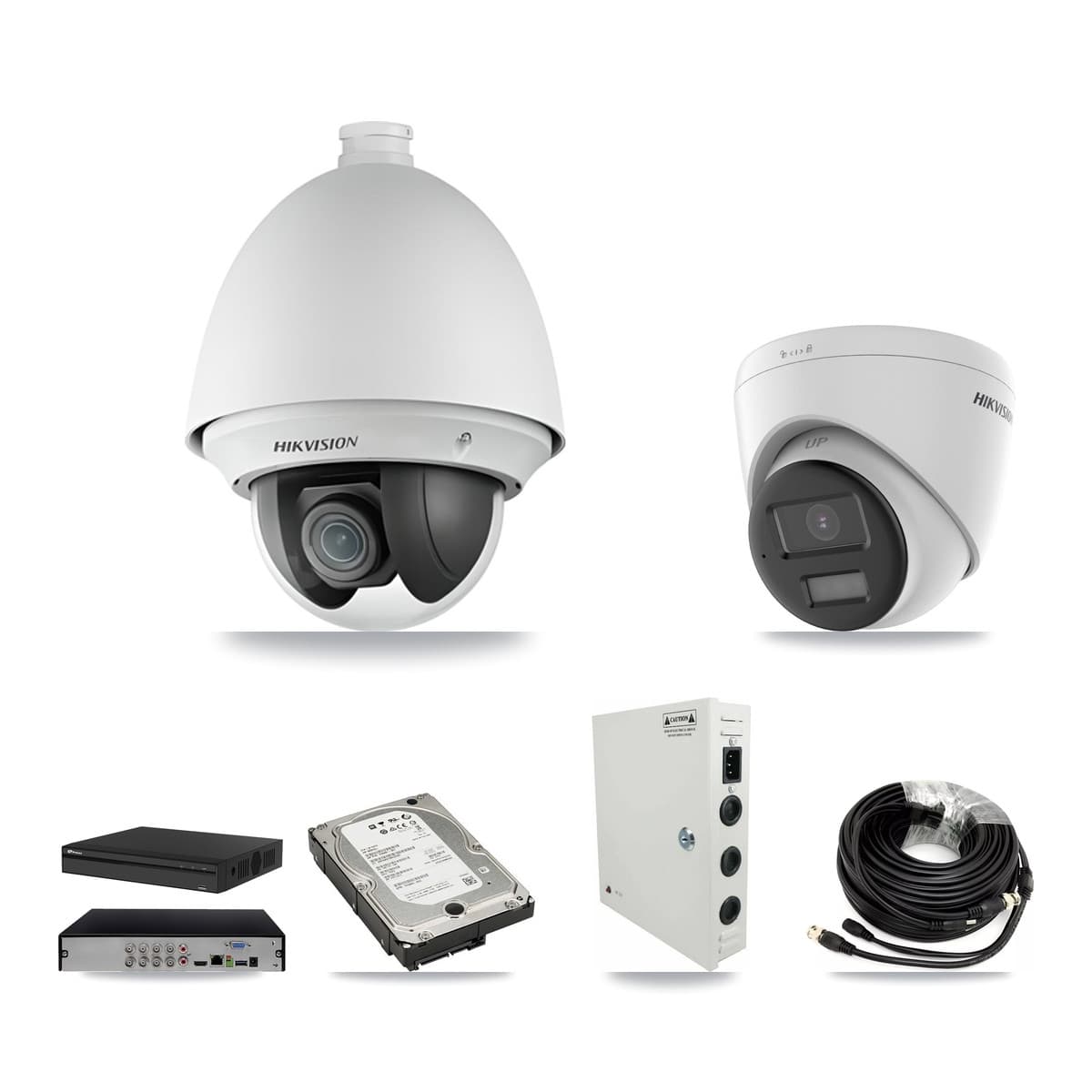 Hikvision & Prolux 8-Channel 2MP – 4K CCTV Kit — 3 2MP PTZ + 1 4K Turret Cameras + 5TB Recording