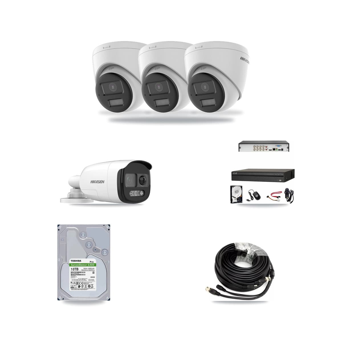 Hikvision & Dahua 8-Channel 5MP – 4K CCTV Kit — 1 5MP Bullet + 3 4K Turret Cameras + 10TB Recording - Image 1