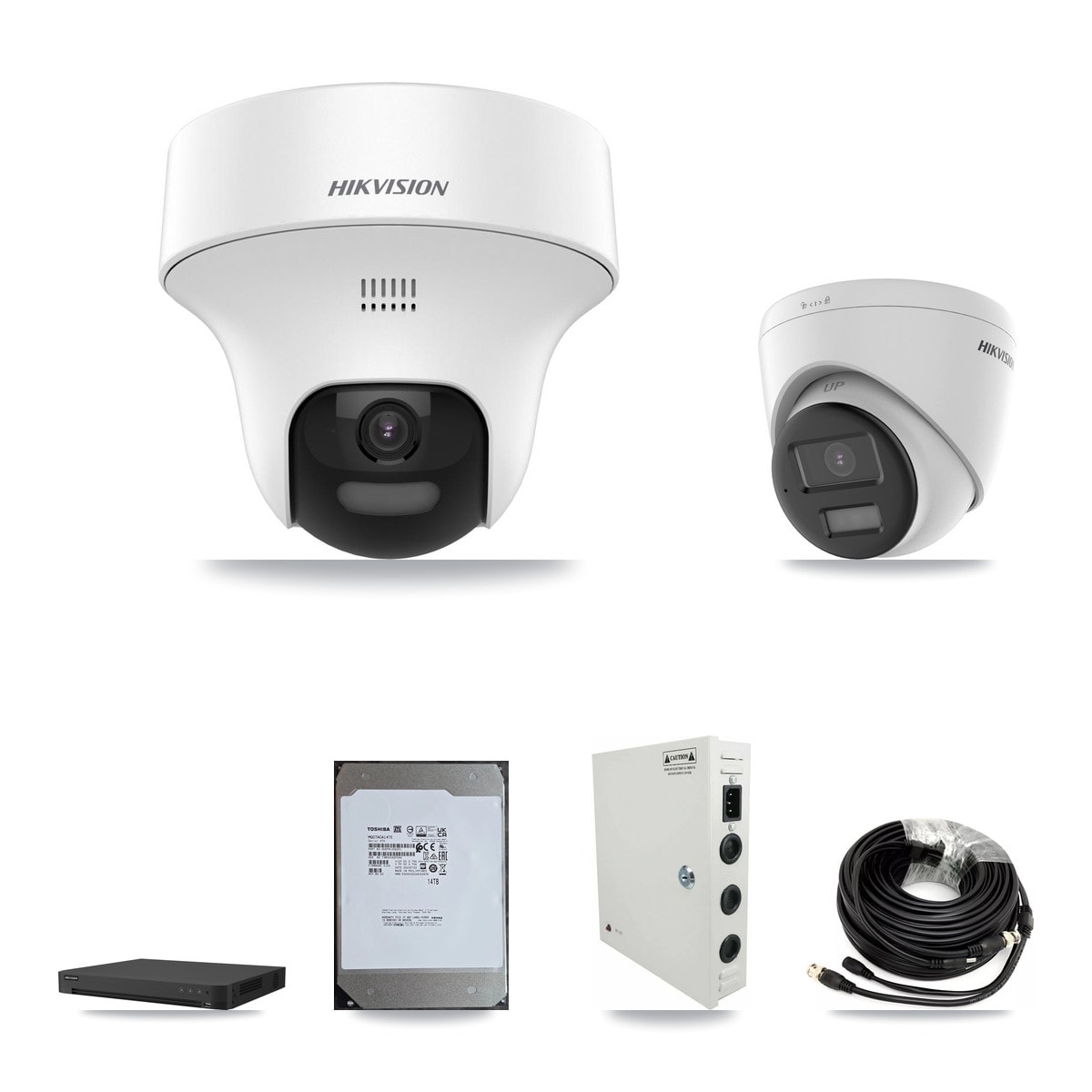 Hikvision 16-Channel 5MP CCTV Kit — 14 DS-2CE70K0T + 1 DS-2CE78K0T Turret Cameras + 14TB Recording - Image 1