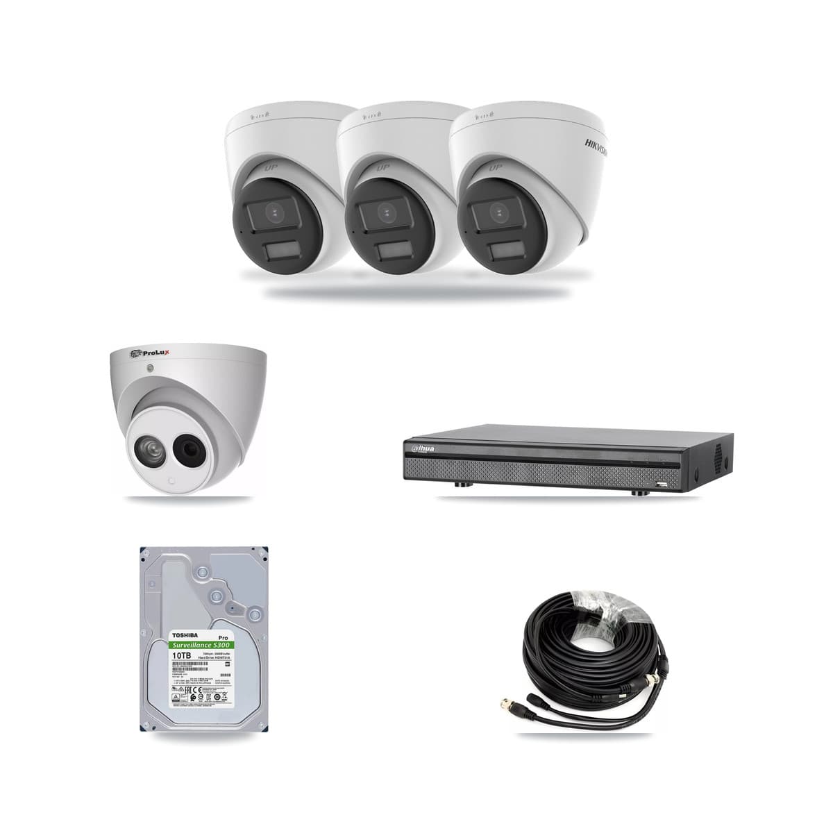 8-Channel 4MP – 4K CCTV Kit — 3 4K + 1 4MP Turret Cameras + 10TB Recording (DH-XVR5108H Recorder) - Image 1