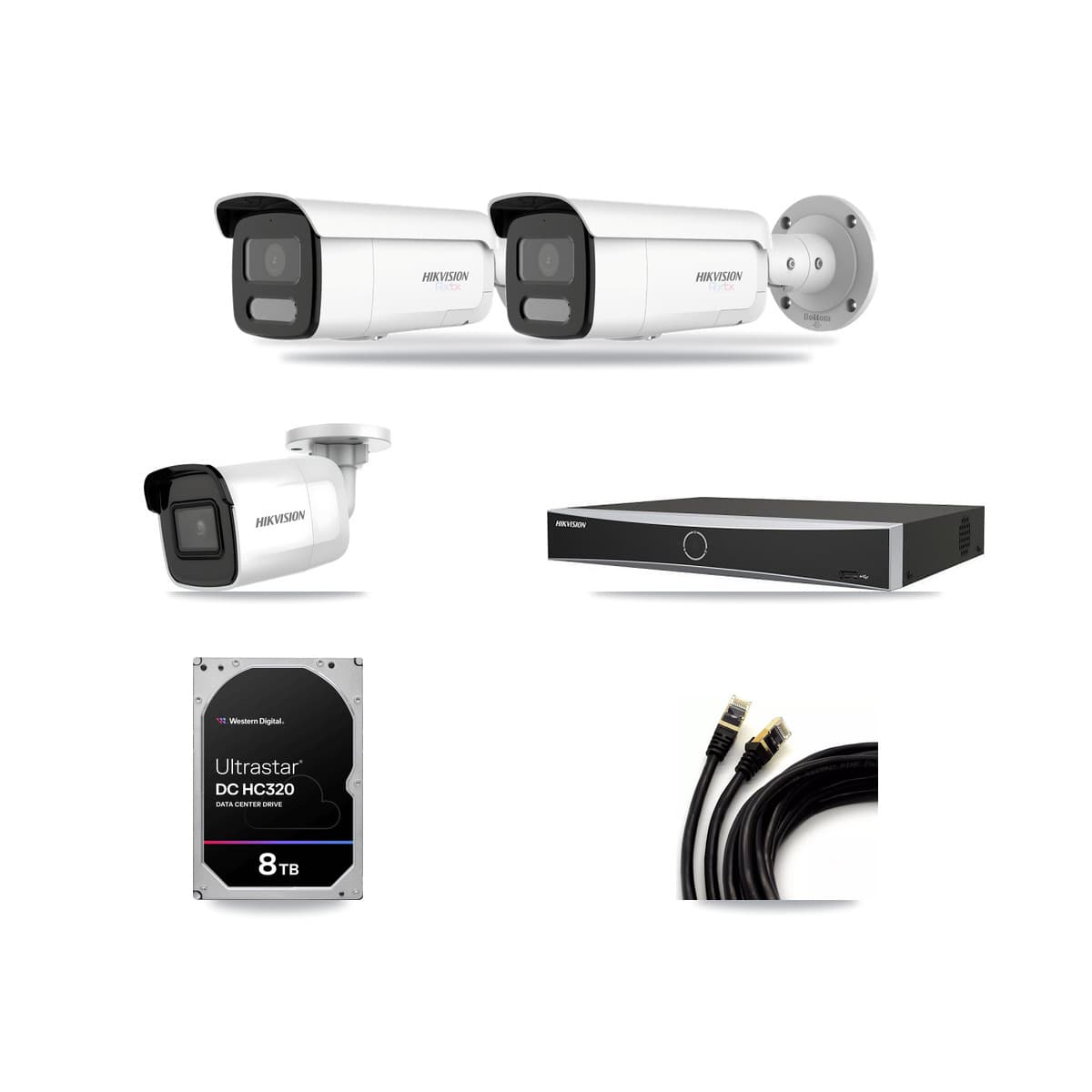 Hikvision 4-Channel 4K CCTV Kit — 1 DS-2CD2085G1 + 2 DS-2CD2T87G2H Bullet Cameras + 8TB Recording - Image 1