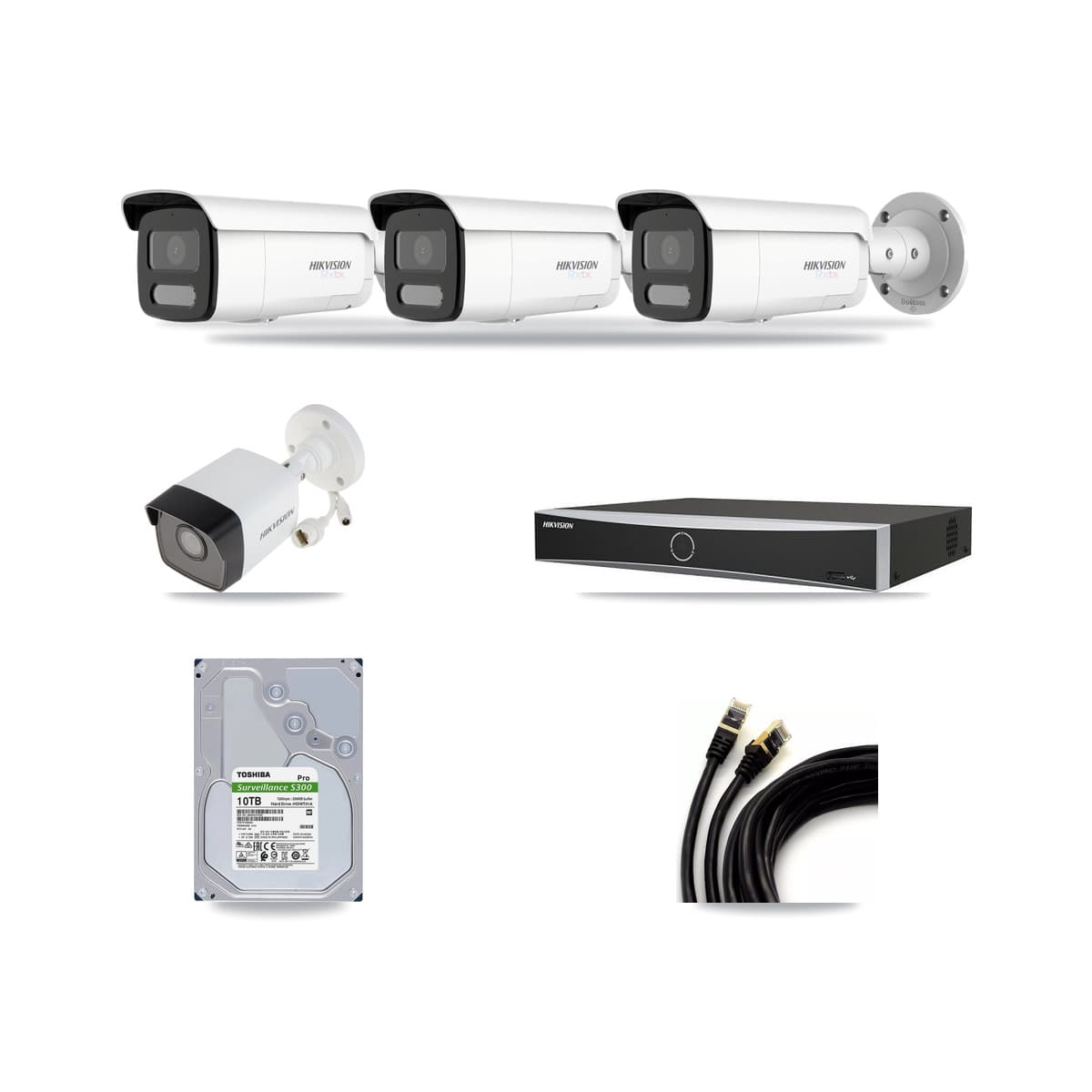 Hikvision 4-Channel 5MP – 4K CCTV Kit — 1 5MP + 3 4K Bullet Cameras + 10TB Recording - Image 1