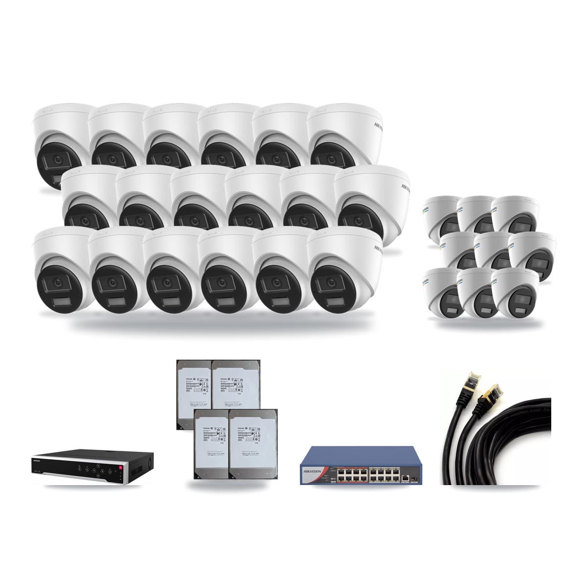 Hikvision 32-Channel 2MP – 4K CCTV Kit — 9 2MP + 18 4K Turret Cameras + 4× 14TB Recording - Image 1