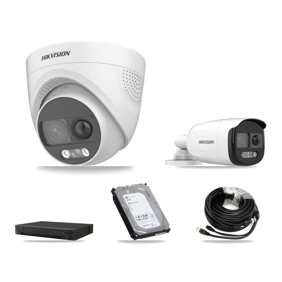 Hikvision 16-Channel 5MP CCTV Kit — 1 DS-2CE12KF3T Bullet + 3 DS-2CE72KF3T Turret Cameras + 6TB Recording (IDS-7216HQHI Recorder)