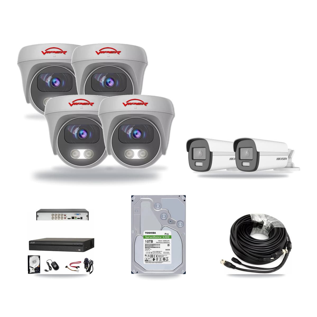 8-Channel 5MP – 4K CCTV Kit — 2 4K Bullet + 4 White 5MP Cameras + 10TB Recording (XVR-3108AD Recorder) - Image 1