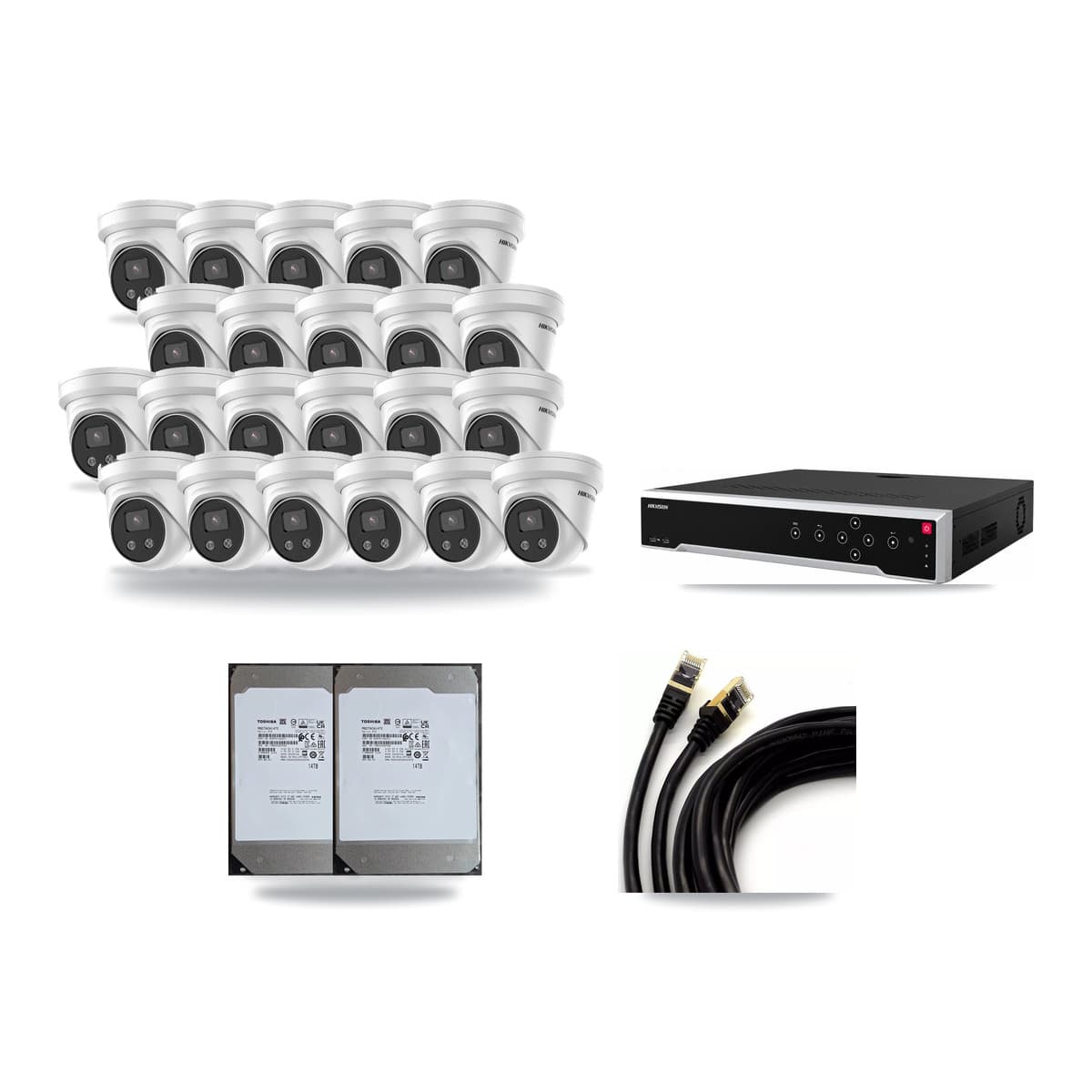 Hikvision 32-Channel 5MP CCTV Kit — 22 Turret Cameras + 2× 14TB Recording - Image 1