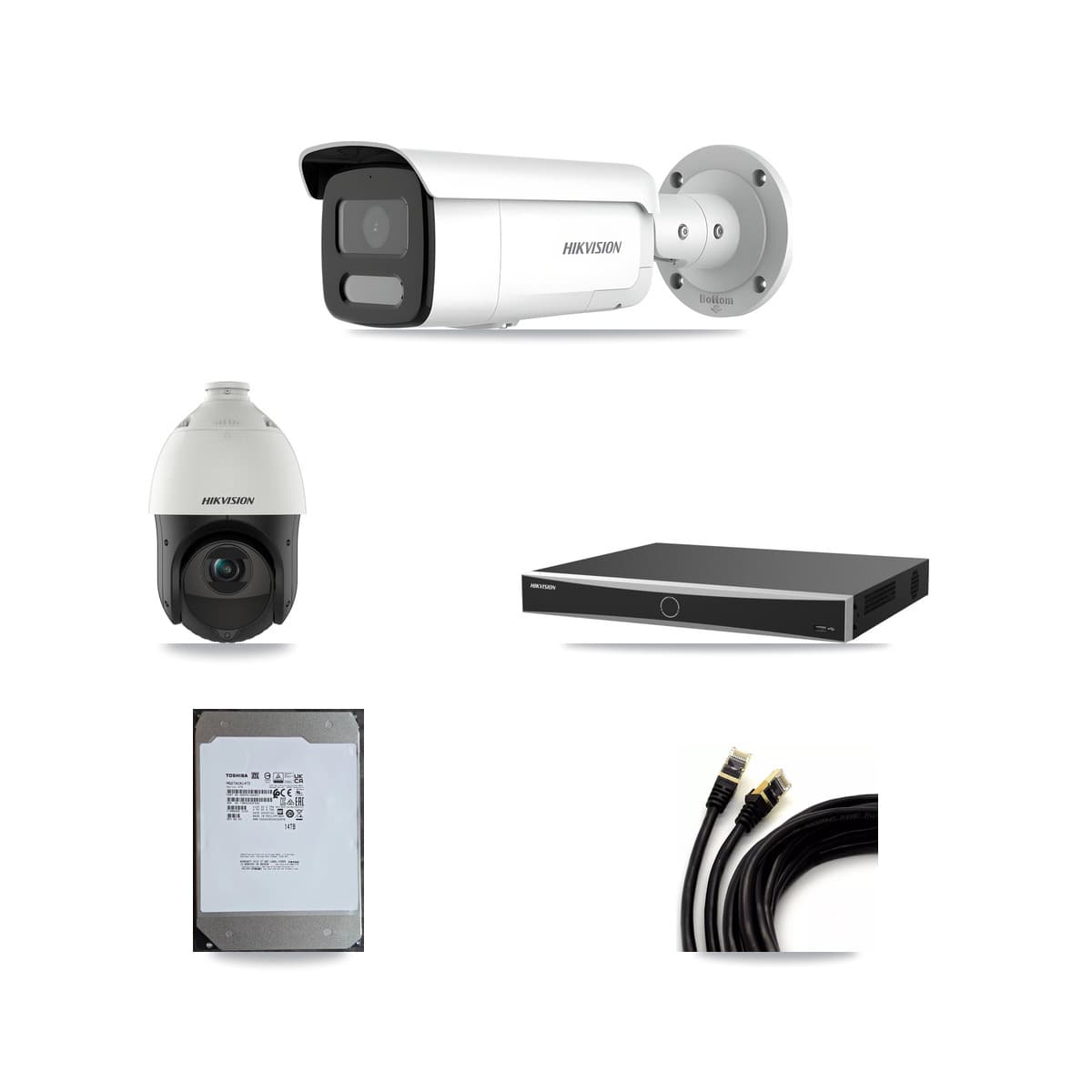 Hikvision 16-Channel 4MP CCTV Kit — 11 Bullet + 1 PTZ Cameras + 14TB Recording (DS-7616NXI Recorder)