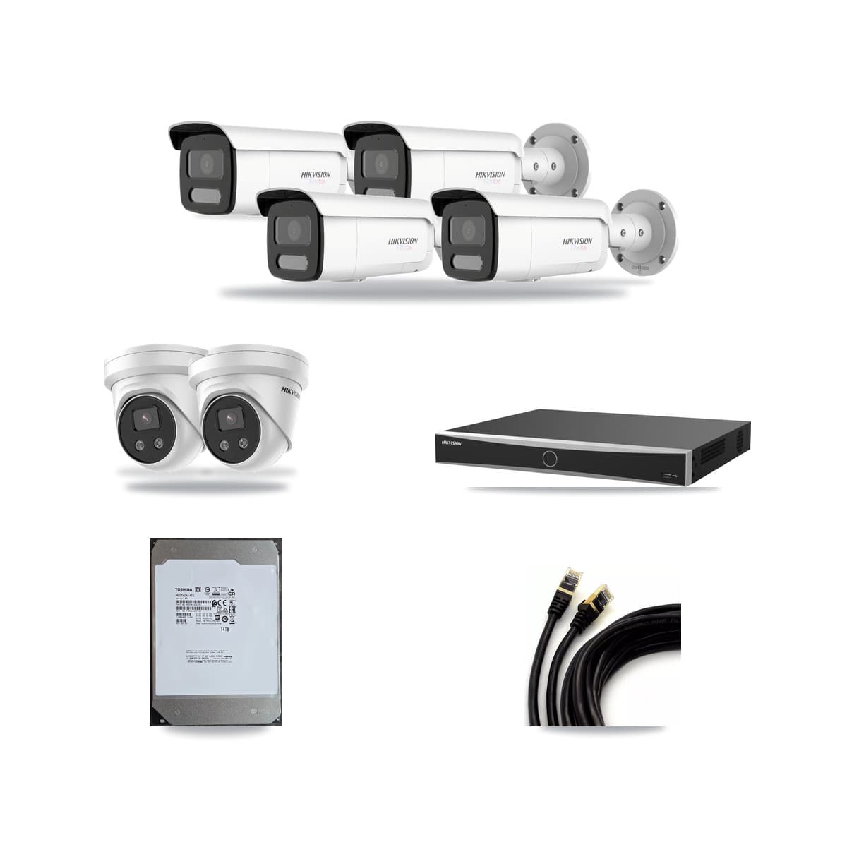 Hikvision 16-Channel 5MP – 4K CCTV Kit — 4 4K Bullet + 2 5MP Turret Cameras + 14TB Recording - Image 1