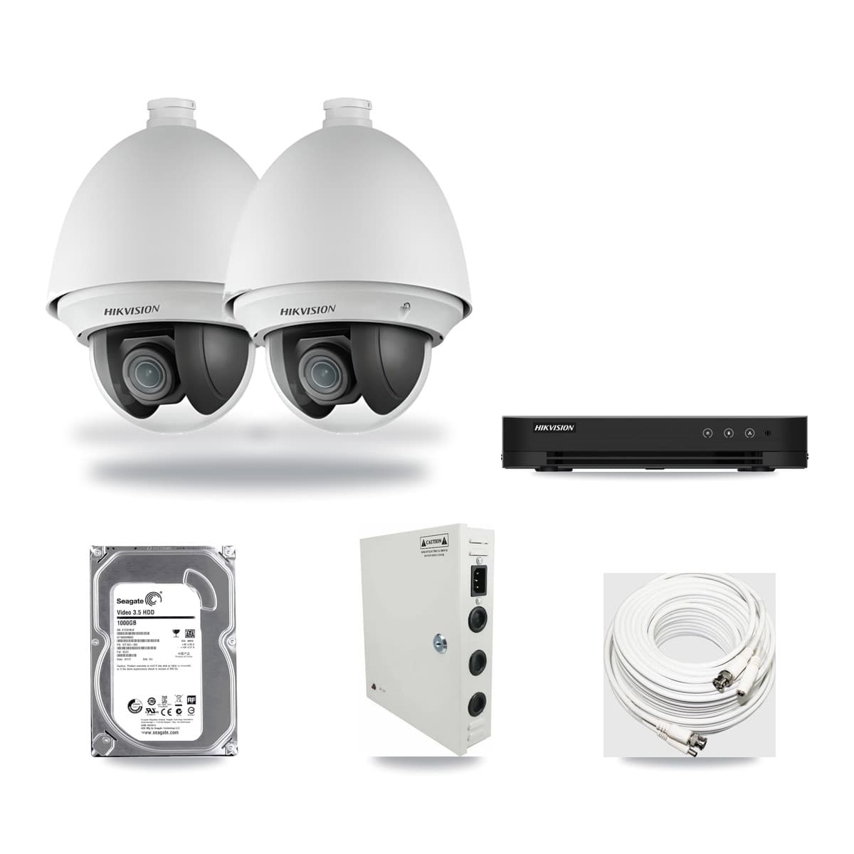 Hikvision 8-Channel 2MP CCTV Kit — 2 DS-2AE4225T PTZ Cameras + 1TB Recording (DS-7208HGHI Recorder) - Image 1