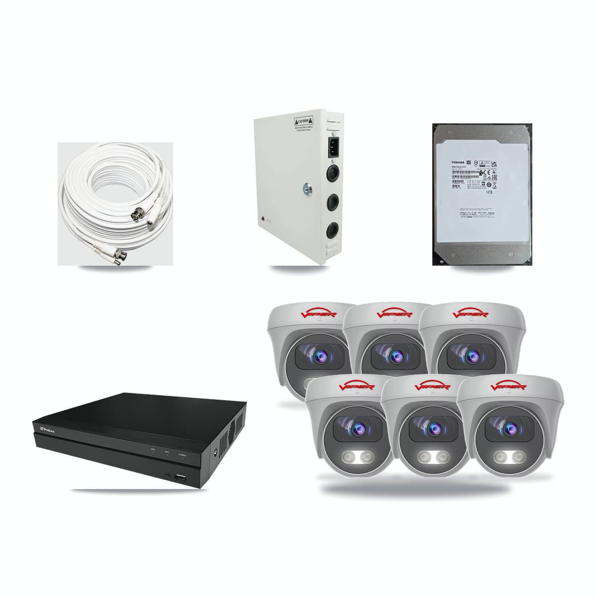 Prolux 8-channel CCTV kit: 6 cameras (6× 5MP Camera), 14TB hard drive
