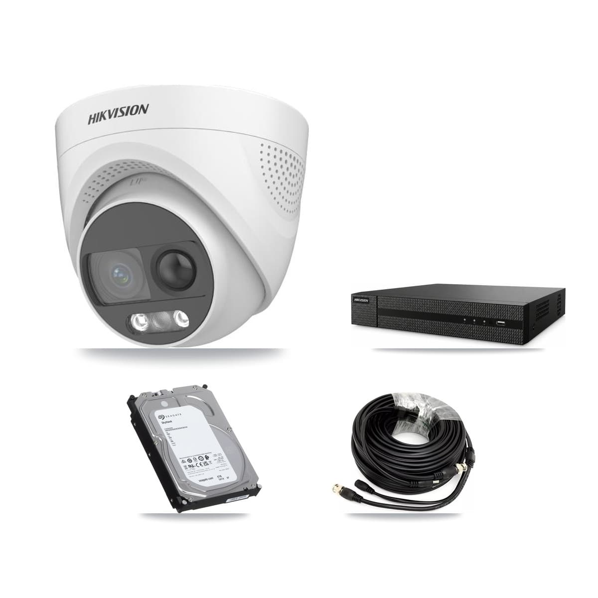 Hikvision 8-Channel 5MP CCTV Kit — 6 DS-2CE72KF3T Turret Cameras + 6TB Recording (DVR-8CH Recorder)
