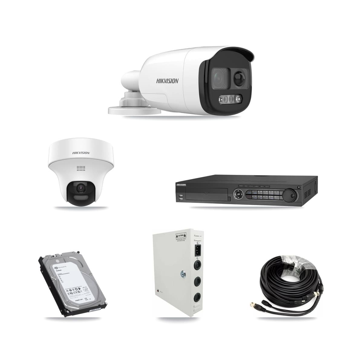 Hikvision 32-Channel 5MP CCTV Kit — 15 DS-2CE12KF3T Bullet + 15 DS-2CE70K0T Turret Cameras + 3× 6TB Recording