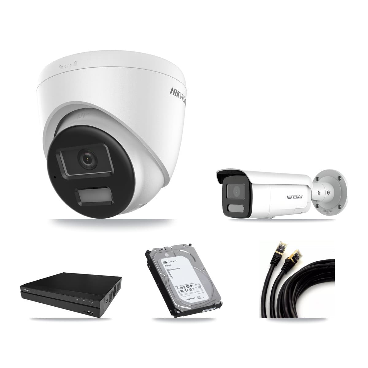 Hikvision & Prolux 8-Channel 4MP – 4K CCTV Kit — 2 4K Turret + 1 4MP Bullet Cameras + 6TB Recording