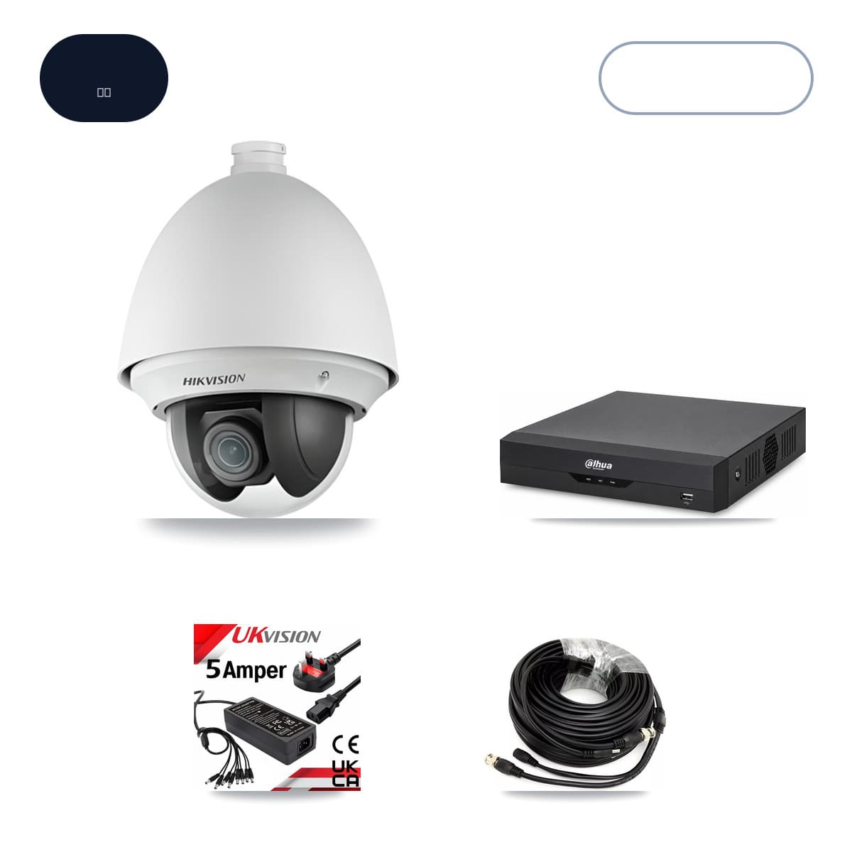 Hikvision & Dahua 4-Channel 2MP CCTV Kit — 2 DS-2AE4225T PTZ Cameras + 1TB Recording