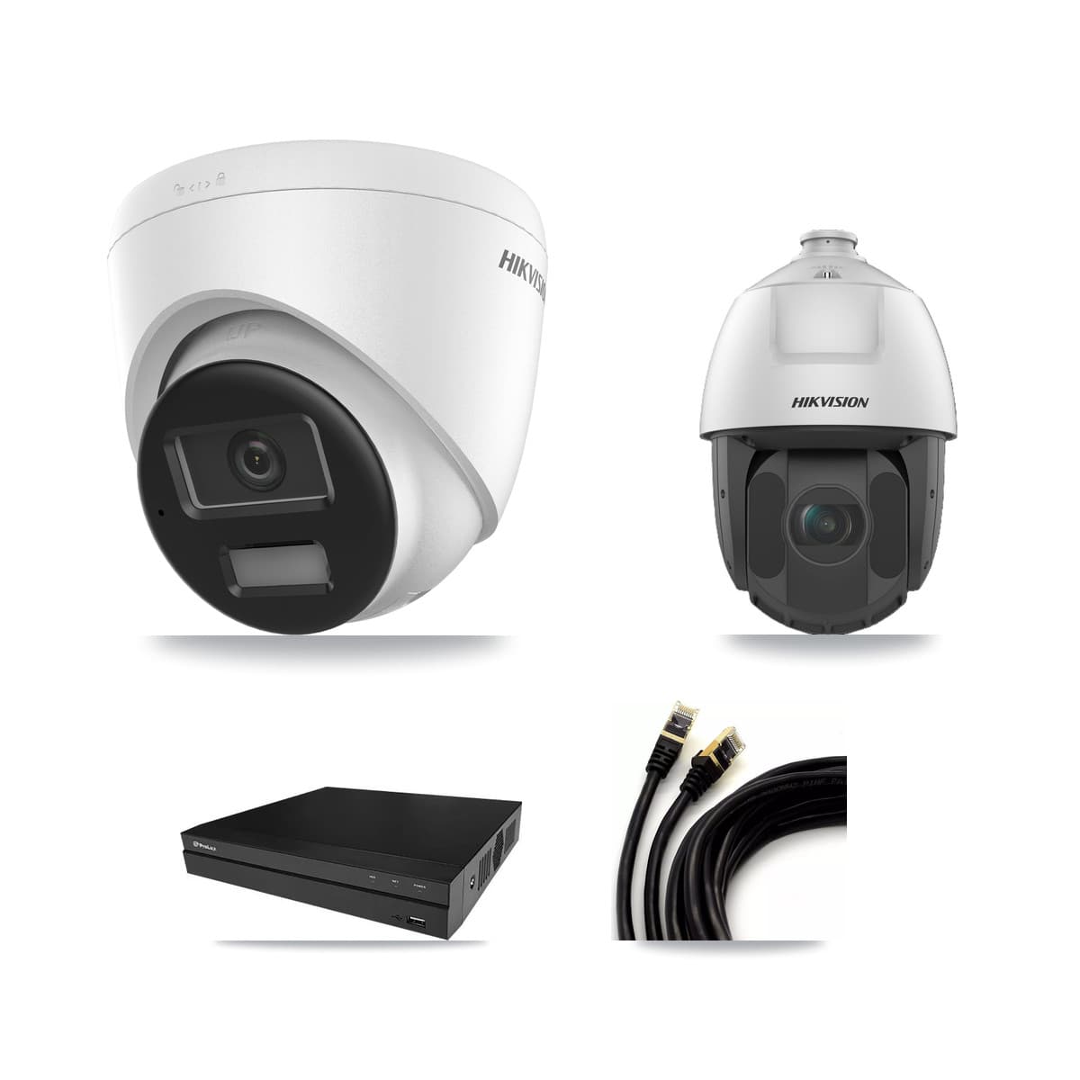 Hikvision & Prolux 8-Channel 2MP – 4K CCTV Kit — 3 4K Turret + 1 2MP PTZ Cameras + 8TB Recording