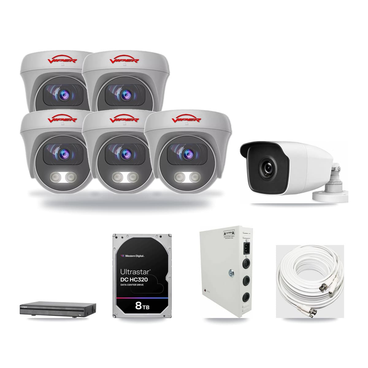 8-Channel 3MP – 5MP CCTV Kit — 1 3MP Bullet + 5 5MP Cameras + 8TB Recording - Image 1