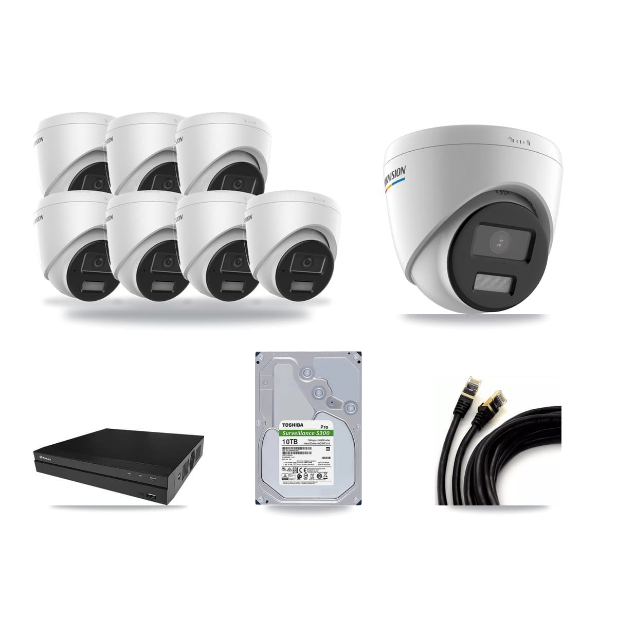 Hikvision & Prolux 8-Channel 2MP – 4MP CCTV Kit — 1 2MP + 7 4MP Turret Cameras + 10TB Recording - Image 1