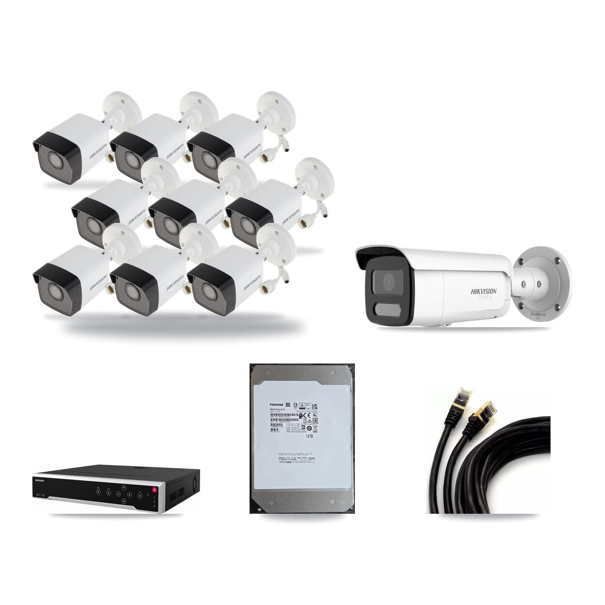 Hikvision 32-Channel 5MP – 4K CCTV Kit — 9 5MP + 1 4K Bullet Cameras + 14TB Recording - Image 1