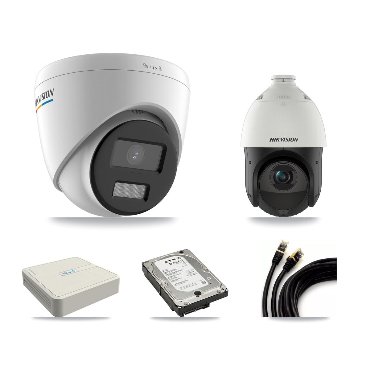 Hikvision & HiLook 8-Channel 2MP – 4MP CCTV Kit — 5 2MP Turret + 1 4MP PTZ Cameras + 5TB Recording (NVR-108H-D Recorder)