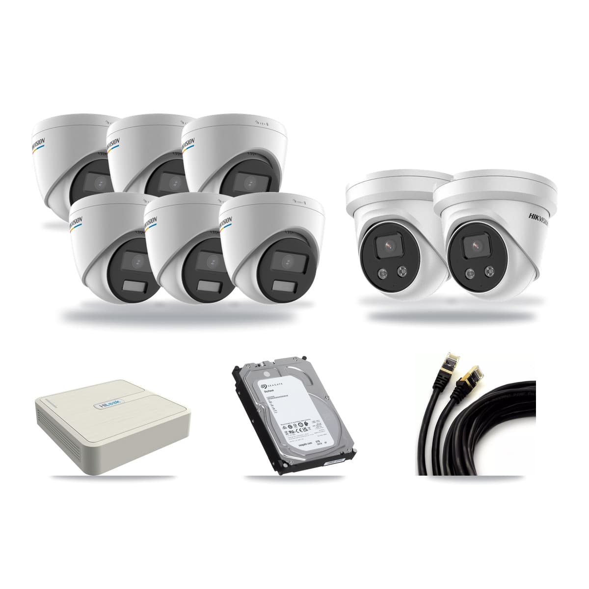 Hikvision & HiLook 8-Channel 2MP – 5MP CCTV Kit — 6 2MP + 2 5MP Turret Cameras + 6TB Recording (NVR-108H-D Recorder) - Image 1