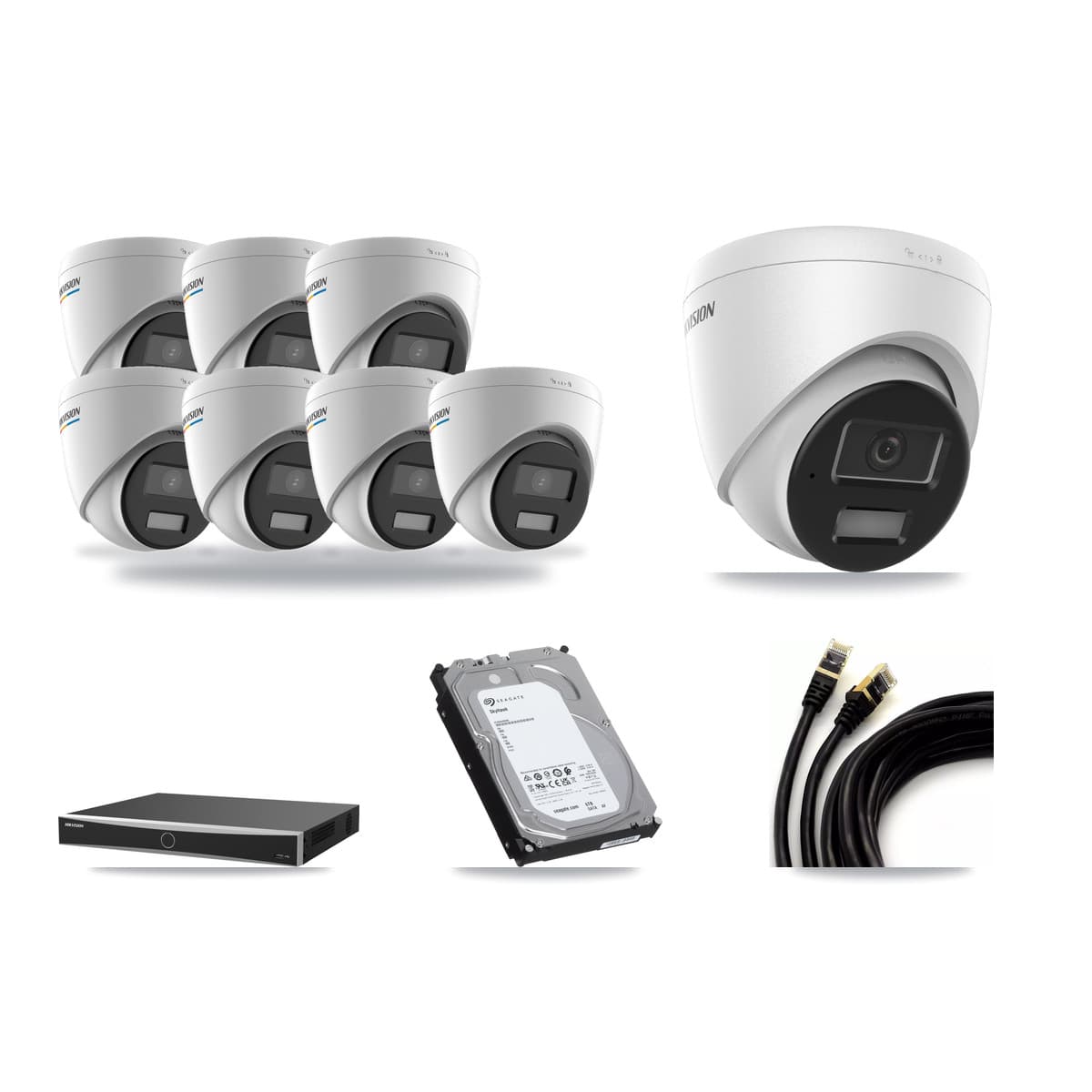 Hikvision 16-Channel 2MP – 4MP CCTV Kit — 7 2MP + 1 4MP Turret Cameras + 6TB Recording (DS-7616NXI Recorder) - Image 1