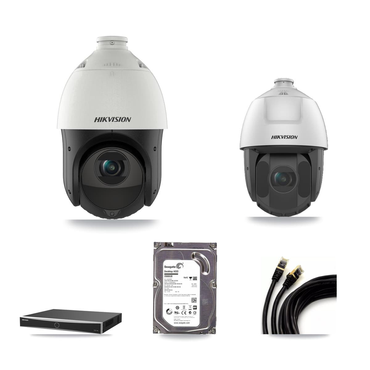 Hikvision 16-Channel 2MP – 4MP CCTV Kit — 1 4MP + 1 2MP PTZ Cameras + 2TB Recording (DS-7616NXI Recorder)