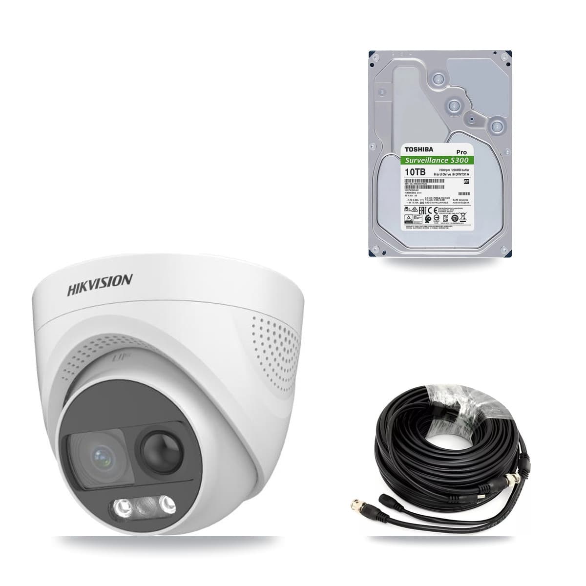 Hikvision 32-Channel 5MP CCTV Kit — 8 DS-2CE72KF3T Turret Cameras + 10TB Recording (IDS-7332HUHI Recorder)