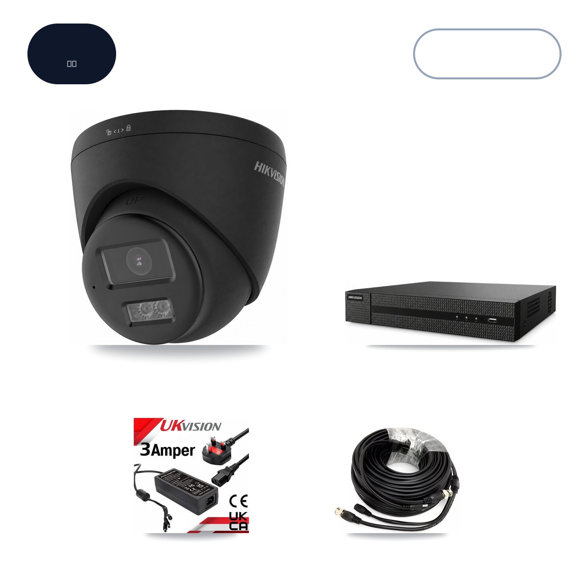 DVR-8CH-HYL8MP 8-Channel DVR CCTV Kit — 4× Hikvision DS-2CE78U0T-LTS-Black 4K Cameras + 6TB HDD