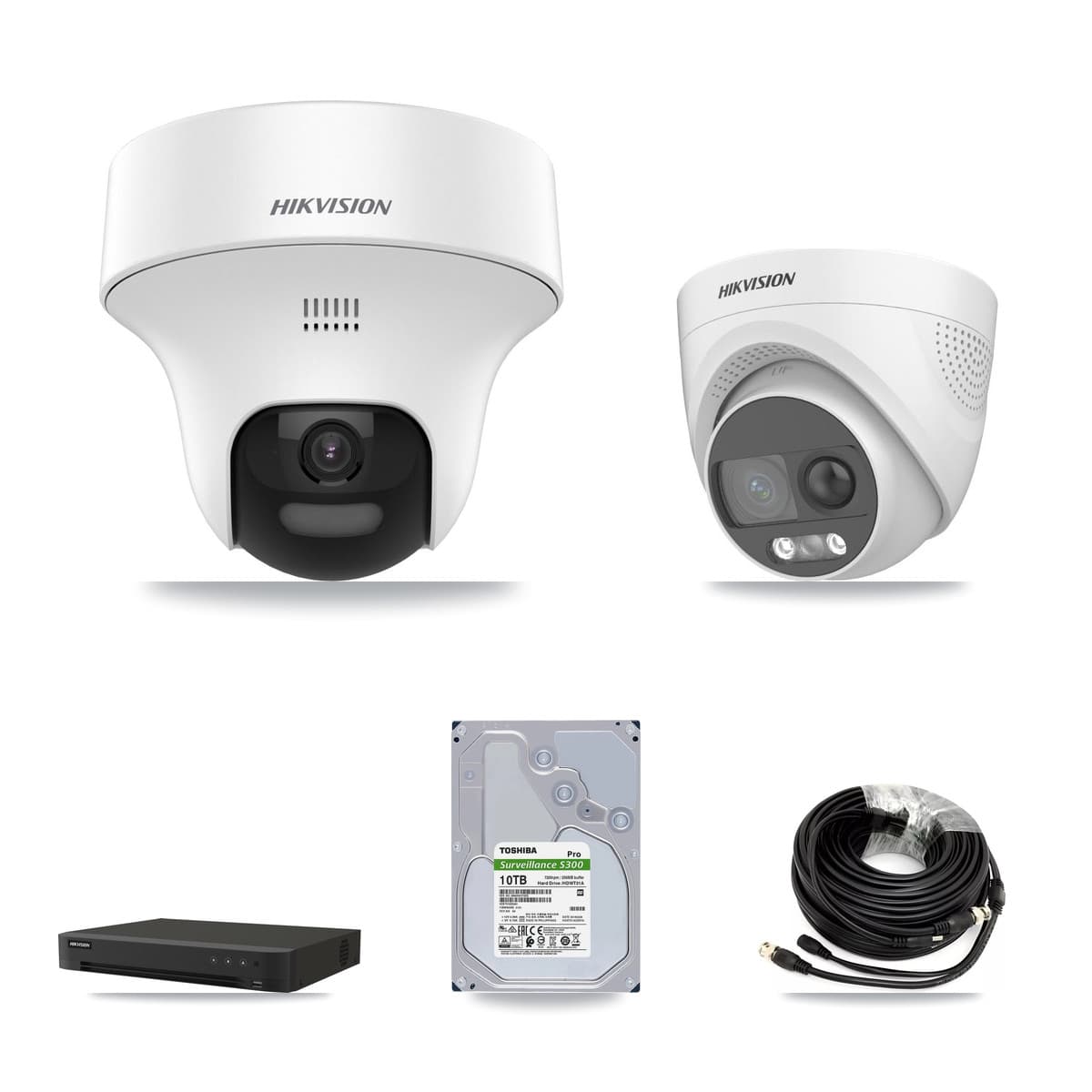 Hikvision 16-Channel 5MP CCTV Kit — 4 DS-2CE70K0T + 4 DS-2CE72KF3T Turret Cameras + 10TB Recording (IDS-7216HQHI Recorder)