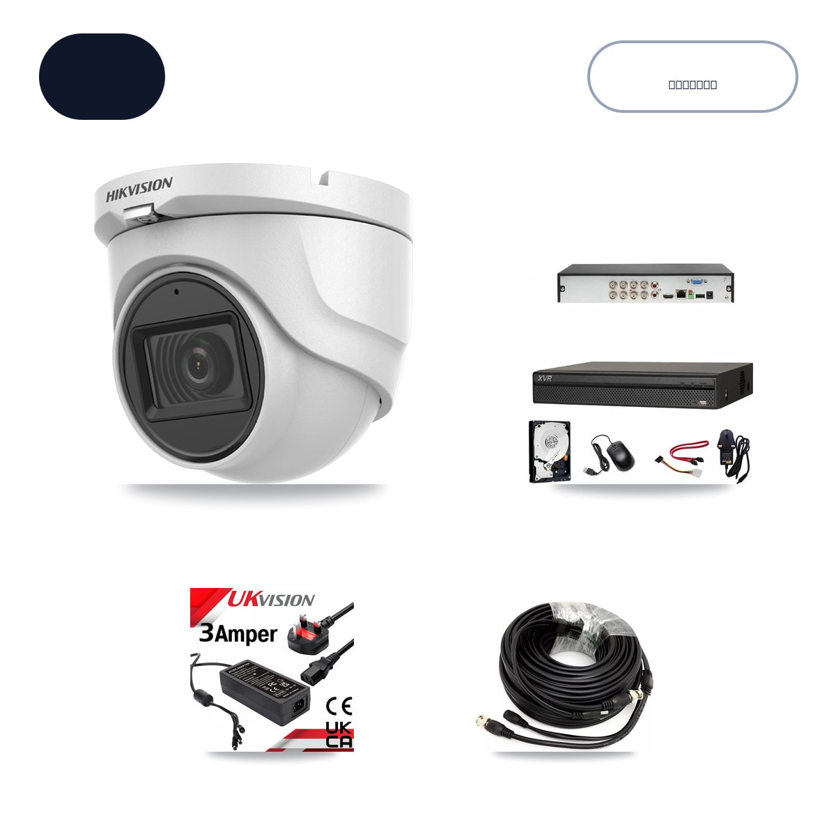 Dahua XVR-3108AD-4K 8-Channel DVR CCTV Kit — 2× Hikvision DS-2CE76H0T-ITMFS 5MP Cameras + 6TB HDD