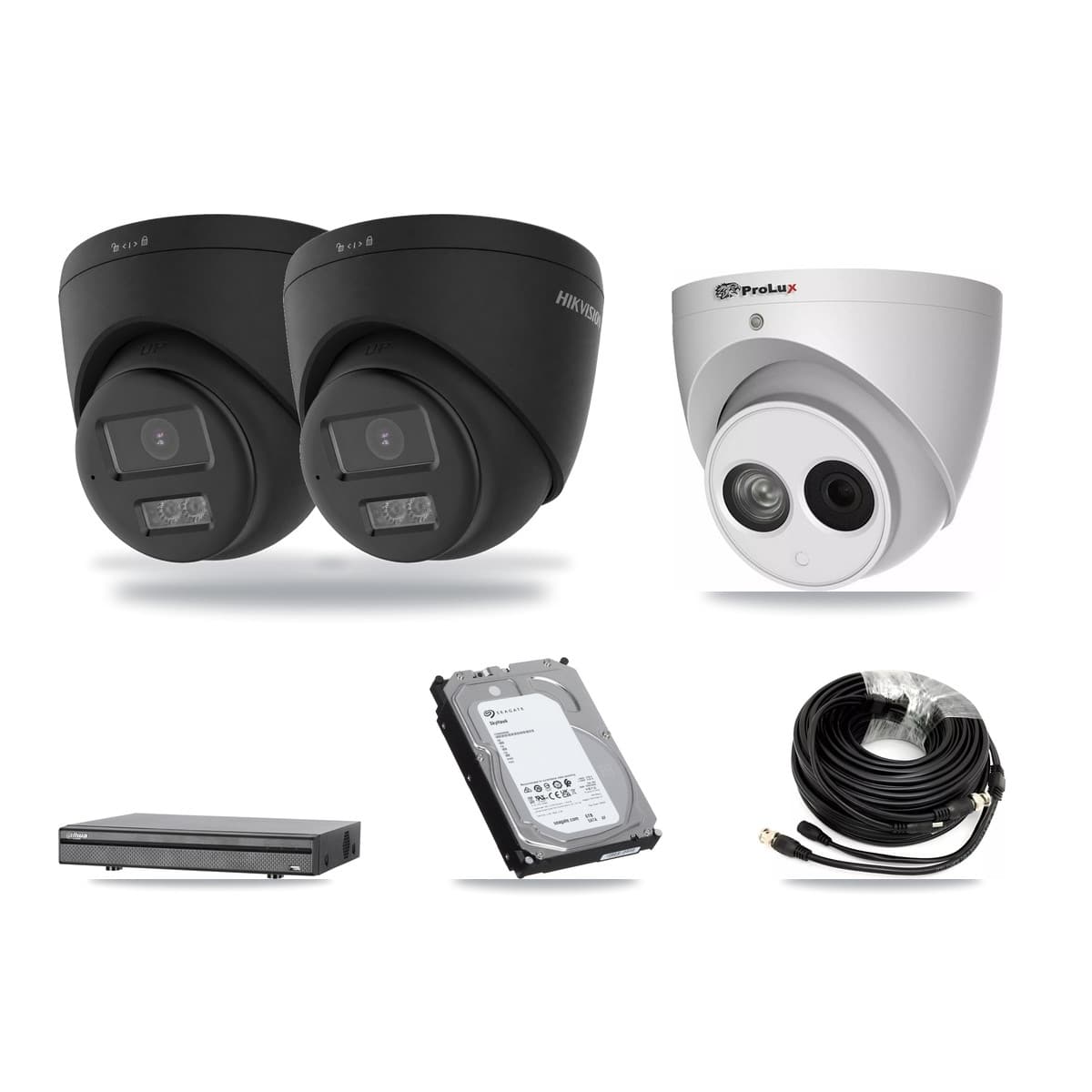 8-Channel 4MP – 4K CCTV Kit — 2 Black 4K + 1 4MP Turret Cameras + 6TB Recording (DH-XVR5108H Recorder) - Image 1