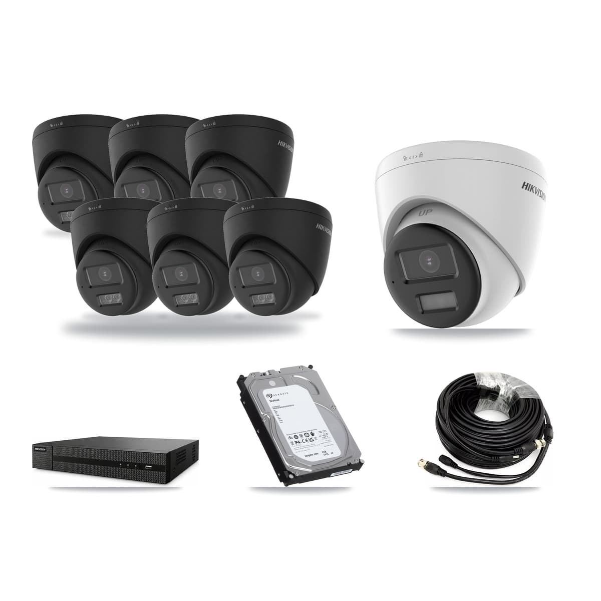 Hikvision 8-Channel 4K CCTV Kit — 1 DS-2CE78U0T + 6 DS-2CE78U0T Turret Cameras + 6TB Recording - Image 1