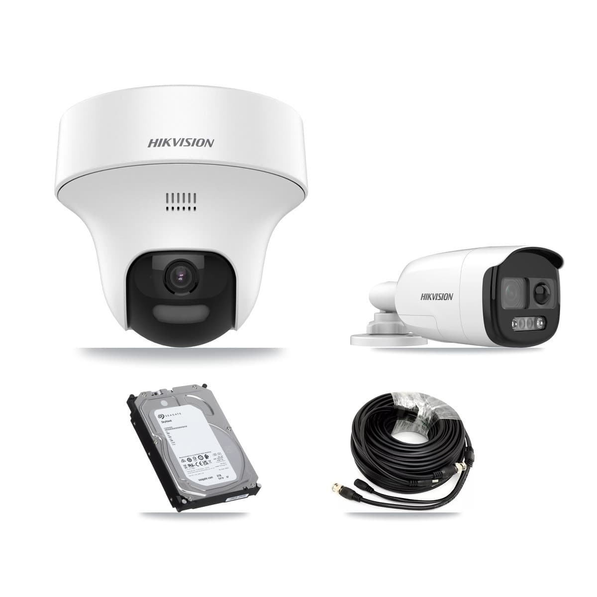 Hikvision & Prolux 8-Channel 5MP CCTV Kit — 1 DS-2CE12KF3T Bullet + 3 DS-2CE70K0T Turret Cameras + 6TB Recording
