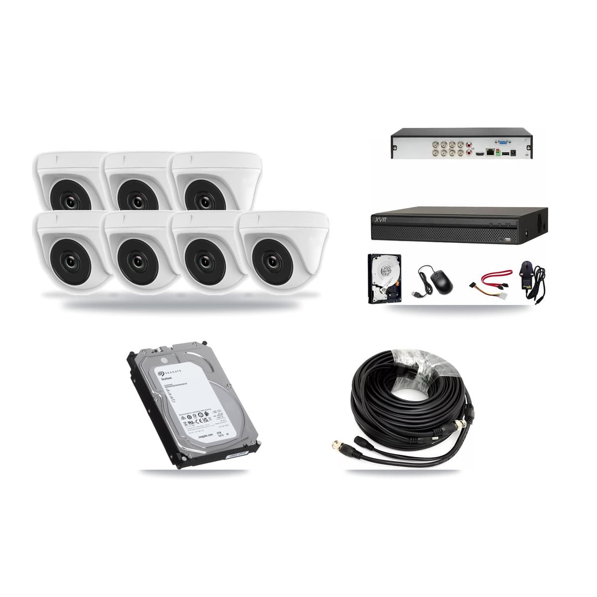 Dahua 8-Channel 2MP CCTV Kit — 7 Dome Cameras + 6TB Recording - Image 1