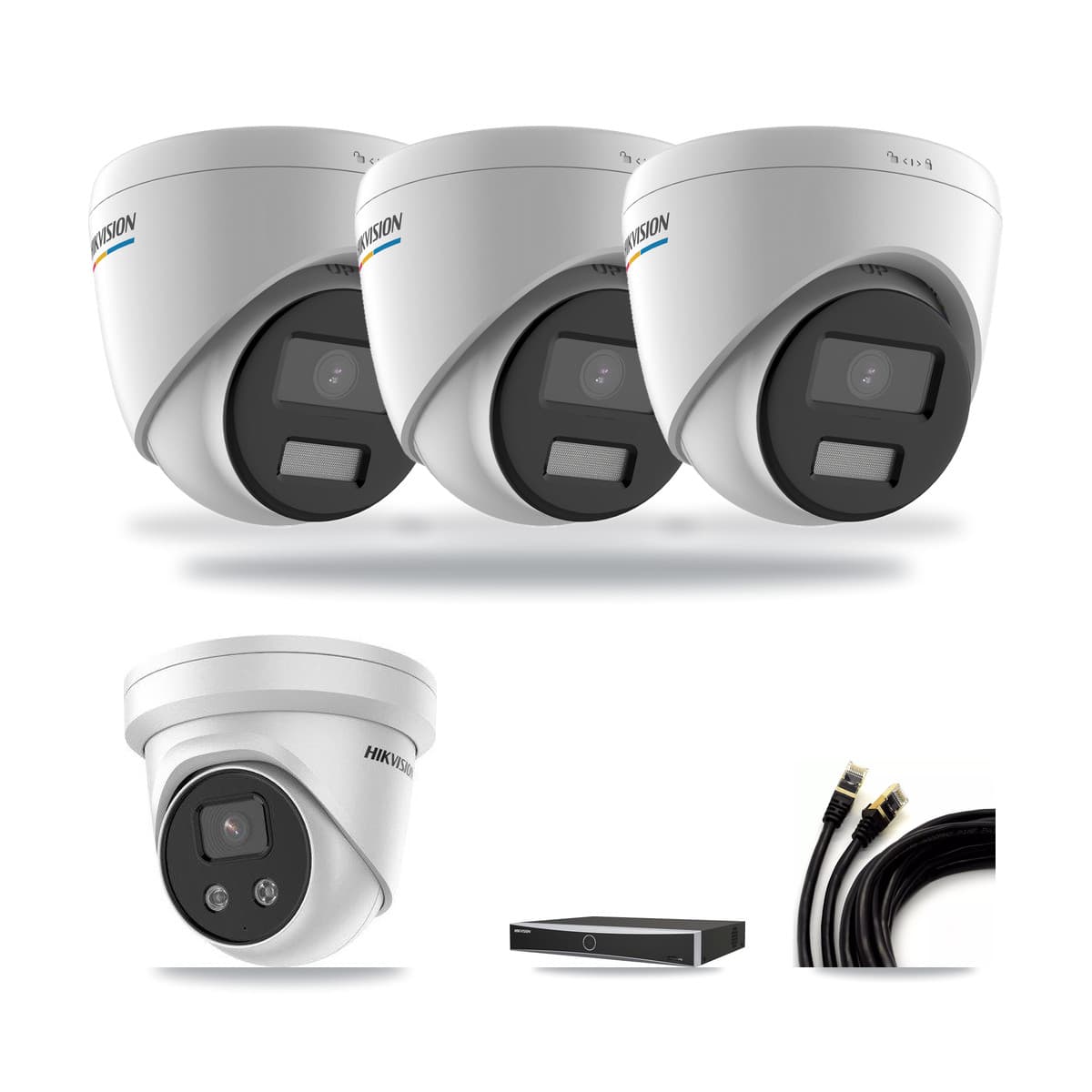 Hikvision 4-Channel 2MP – 5MP CCTV Kit — 3 2MP + 1 5MP Turret Cameras + 3TB Recording - Image 1
