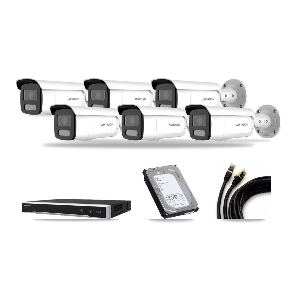 Hikvision 8-Channel 4MP CCTV Kit — 6 Bullet Cameras + 6TB Recording (DS-7608NI-M2 Recorder) - Image 1