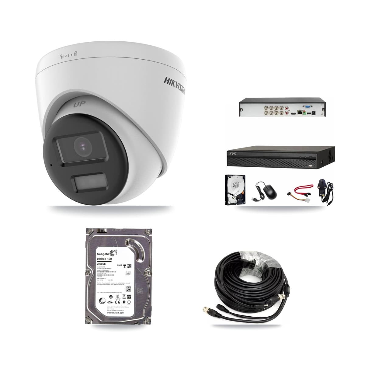 Hikvision & Dahua 8-Channel 5MP CCTV Kit — 4 DS-2CE78K0T-LPTS Turret Cameras + 2TB Recording (XVR-3108AD-4K Recorder) - Image 1