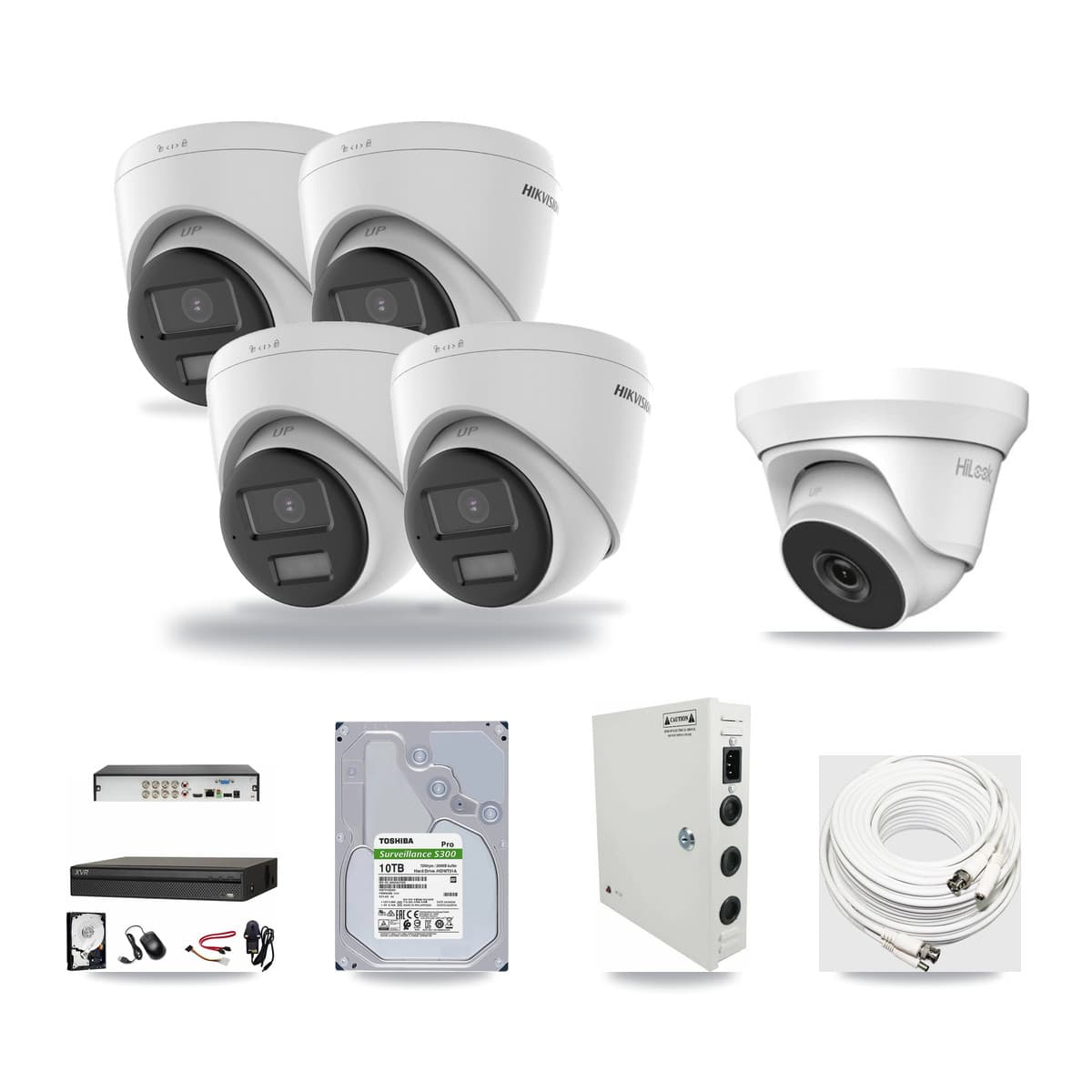 8-Channel 4MP – 4K CCTV Kit — 4 Hikvision 4K + 1 HiLook 4MP Turret Cameras + 10TB Recording - Image 1