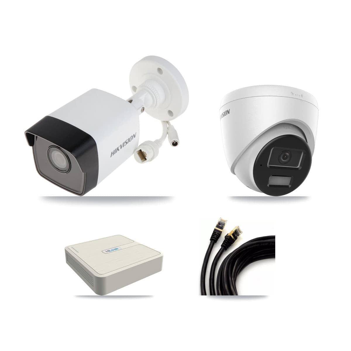 Hikvision & HiLook 8-Channel 4MP – 5MP CCTV Kit — 1 5MP Bullet + 1 4MP Turret Cameras + 3TB Recording